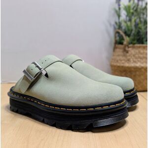 Dr. Martens Zebzag Sage Green Suede Casual Slingback Platform Mules UK 8 NWOB